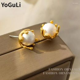 Stud Earrings Trendy Jewellery Round Simulated Pearl Elegant Temperament For Women Fashion Accessories