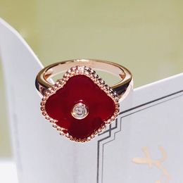 Clover ring Vintage FourLeaf Clover Charm rings Designer Ring MotherofPearl Sterling Silver Gold Ring designer jewelry for women wedding Jewelry gift h 9DVA