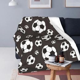 Blankets Soccer Balls Football Blanket Velvet Printed Breathable Lightweight Throw For Bed Couch Quilt