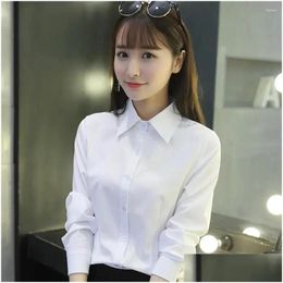 Womens Blouses Shirts Oversized Solid White Black Professional Shirt Women Long Sleeve Slim Formal Work Spring Autumn Basic Office Ol Ottxr