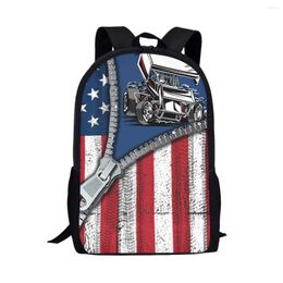 Backpack Creative Flag Zipper Truck Schoolbag Star Adjustable Classic Dirt Resistant Reduce Burden Casual Girls Boys Satchel