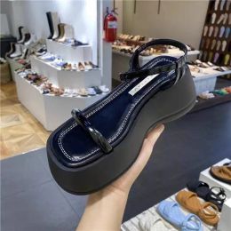 Sandals Open Toe Women's Sandals Platform High Heels Midheel Shoes 2023 New Summer Round Head Pine Cake Soled Sandals Women Shoes 2023