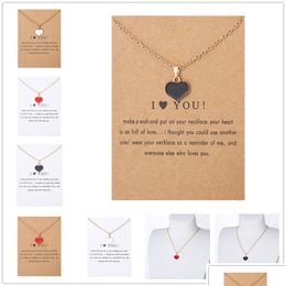 Pendant Necklaces Fashion Womens Love Heart Pendant Necklace Gold White Gift Card Chain Alloy Clavicle Chocker Necklaces Jewellery Drop Dhdsl