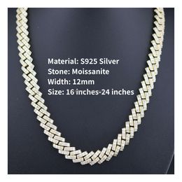 Custom Men's Ice Cuban Chain Necklace Sterling Sier With Gold Plated Cubic Zirconia Jewellery Stone For Engagement Or Gift