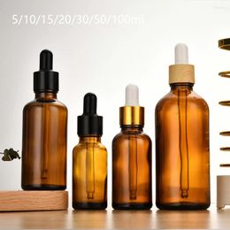 Storage Bottles Essential Oil Glass Liquid Brown Drop Empty Dropper Bottle Massage Pipette Refillable Clear Vials