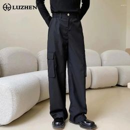 Men's Pants LUZHEN Casual Trousers Wide Leg Spring Elegant Loose Straight Many Pockets 2024 High Waist Cargo LZ1847