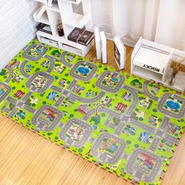 9pcs/Set Kids Carpet Playmat City Life Childrens Educational Toys Road Traffic System Baby Play Mat EVA Kids Foam Puzzle Carpet 240314