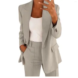 Women's Two Piece Pants Suits For Mother Of The Bride Office Business Long Buttom Female Daily Casual Solid Simple Loose Wide Leg Comfy