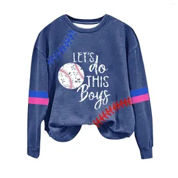 Women's Hoodies Baggy Top Baseball Printed Crew Neck Multi Color Size Hoodless Long Sweatshirt Women Zipper