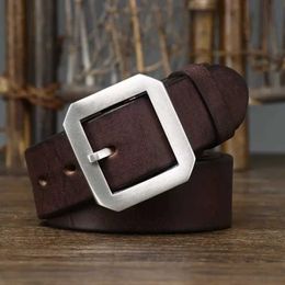 Belts 3.8CM thick denim boots genuine leather casual jeans mens belt high-quality stainless steel buckle luxurious mens belt denim Cintos Q240401