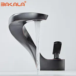 Bathroom Sink Faucets BAKALA Tap Single Lever Black Nickel Faucet Mixer Waterfall And Cold Water Taps For Basin Of F8151-1B