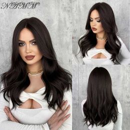 Synthetic Wigs NAMM Natural Black Synthetic Lace Hair Wigs Female Long Loose Wave Lace Wig for Women Cosplay Fake Hair Heat Resistant Wigs Y240401