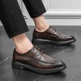 Casual Shoes Fashion Men 2024 Spring Autumn Dress Lace Up Business Male Leather Shoe Handmade Oxfords Work