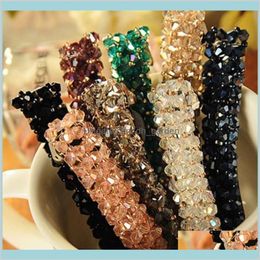 Barrettes Crystal Four Rows Spring Hairpin Super Shiny Handmade Beaded Hair Clips 6 Colors Whole Women Jewelry Drop Delivery 2255q