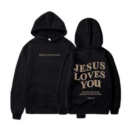 Women's Hoodies Sweatshirts Womens Hoodies Jesus Loves You Printed Hooded Sweatshirts Christian Bible Verse Pullover Casual Graphic Sweatshirts Hoodies 240401