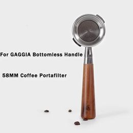 58mm Philtre for GAGGIA Coffee Machine Bottomless Coffee Portafilter Home Espresso Solid Wood Handle Universal Barista Tool 240328