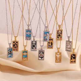 Pendant Necklaces E.B.belle Original New Tarot Queen Lover Magician Moon Necklace Tarnish Free Stainless Steel Jewelry 18K Gold Plated Decoration 240330