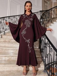 Ethnic Clothing Embroidery Abayas For Women Evening Party Dress Cloak Cape Sleeve Wedding Gown Dubai Abaya Muslim Marocain Jalabiya Vestido