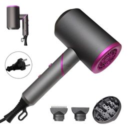 Hair Dryers Portable Foldable Ionic Hair Dryer Hairdryer with 1 Diffuser 2 Concentrators for Home Salon Hairstyling Tool EU Plug 240401