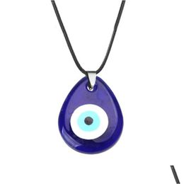 Pendant Necklaces Turkish Devils Eye Blue Glass Pendant Necklaces Men Women Evil Eyes Jewellery Clavicle Chain Necklace Gift Accessories Dh4I7