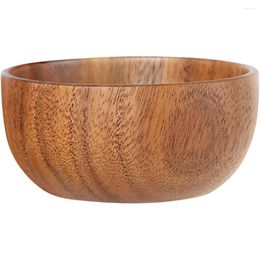 Bowls Flat Wooden Bowl Rice Deep Soup Fruit Container Acacia Dinnerware Kitchen Supplies Japanese Baby