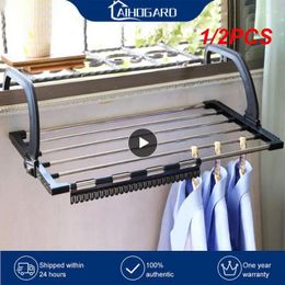 Hangers 1/2PCS Stainless Steel Balcony Drying Shoe Rack Folding Window Diaper Laundry Clothes Dryer Portable Towel Storage