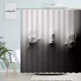 Shower Curtains Black Grey Ombre Horror Silhouette Background Decor Waterproof Polyester Fabric Bathroom Curtain Sets With Hooks