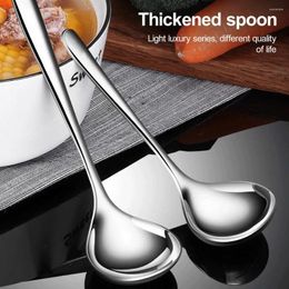 Spoons Mirror-finished Dinnerware Thanksgiving Dinner Utensils Stainless Steel Soup Ladle Set With Long Handle Round Edge For Serving