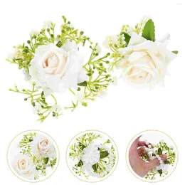 Decorative Flowers Wrist Flower Corsage Bracelet Bride Wristlet Dress Boutonniere Bracelets Wedding Wristband Bridesmaid Decor