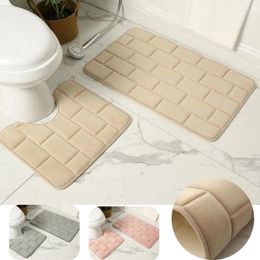 Bath Mats Absorbent Coral Velvet Mat Drying Memory Foam Square Bathroom Anti-Slip Soft Carpet Shower Room Door