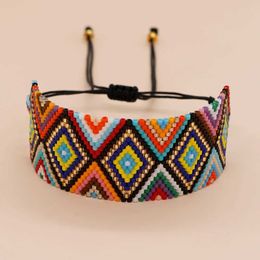 Chain Go2boho New Trend Handmade Weaving Beauty Snow Ball Bracelet Geometric Triangle Rice Ball Weaving Bracelet Q240401