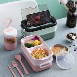 Dinnerware Insulated Lunch Box Student Office Worker Double-layer Tableware Bento Container Storage Boxes