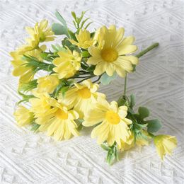 Decorative Flowers 4 Pack 11" Artificial Daisy Flower Bushes Silk For Vases Yellow DIY Weddings Bouquets Parties Centerpieces