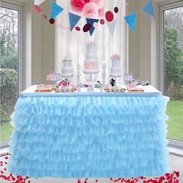 Tulle Tutu Table Skirt Tablecloth 5 Tiers Handmade Patchwork Organza Fabric Wedding Birthday Baby Shower Party Decoration 240315