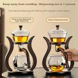 Teaware Sets Kungfu Cover Diversion Glass Lazy Tea Magnetic Maker Set Automatic Water Pot Bowl Rotating Drinking With