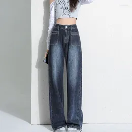 Women's Jeans Denim Jean High Waist Narrow Wide Leg Pants Women Spring And Autumn Fashion OutsideThe Trend All Matching Dark Blue