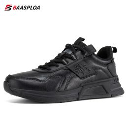 Boots Baasploa Men Leather Shoes Walking Shoe Waterproof Casual Sneakers Nonslip Wearresistant Running Shoes Breathable Lightweight