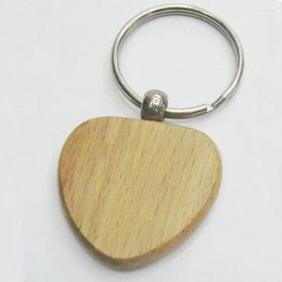 Keychains Wholesale 50pcs Blank Wooden Key Chain Heart ID Tags Logo Promotion Gift -