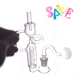 Wholesale Protable Pyrex Thick Small Recycler Water Dab Rig Bong Comb with Perc Percolator and 14mm Glass oil burner Bowl Hookah Water Pipes for Tobacc
