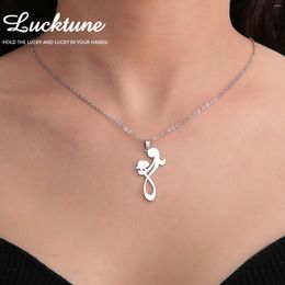 Pendant Necklaces Lucktune Mother And Child Hug Necklace Stainless Steel Fashion Choker Chain For Women Mom Jewelry Mother's Gift