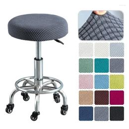 Chair Covers Bar Stool Cover Polar Fleece Round Removable Slipcover Solid Seat Cushion Protector Washable