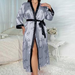 WFPZ Sexy Pyjamas Plus Size Sexy Leopard Kimono Bathrobe Gown Female Long Robe Nightgown Sleepwear Loose Satin Home Dress Lounge Wear 3XL 4XL 5XL 2404101