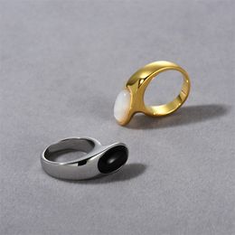 Fashion Vintage Design Unique Curve Shape Inlaid With Gemstone Ring for Women Simple Light Luxury High-End Charm Jewelry Trend