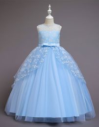 Lovely Sky Blue Champagne Jewel Girl's Birthday/Party Dresses Girl's Pageant Dresses Flower Girl Dresses Girls Everyday Skirts Kids' Wear SZ 2-10 D401129