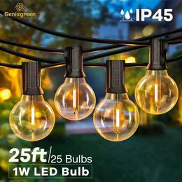 LED Strings 25FT Outdoor Globe G40 String Light IP44 Waterpoof Dimmable Party Wedding Decoration Connectable EU Plug Garland Fairy YQ240401