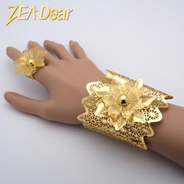 Bangles ZEADear Jewelry Bangle Ring Sets Fashion Flower Women's Trending Africa Arabic Design Olive Leaves Charming Party Best Gifts