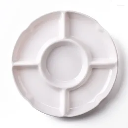Tea Trays 5 Combined Round Plastic Tray Melamine Compartment Size: 13 Inches White Partition