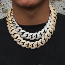 Chains Gold Plated 22mm 16/18/20/22/24inch Bling Iced Out 5Rows CZ Stone Bubble Miami Cuban Chain Necklace 7/8inch Bracelet Fashion Jewel