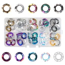 Accessories 100pcs/box Big Hole Beads 8x14mm Glass Round Bead Crystal Pendant Cosmic Ring for Jewellery Making Necklaces Earrings Accessories