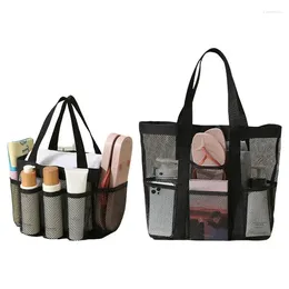 Storage Bags Portable Travel Bag Shower Basket Organizer With Pocket Washbag Cosmetic Suitcase Mesh For College Beach